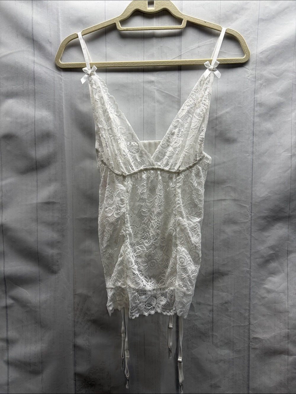 Avidlove NWT White Lace Lingerie Chemise with Garter Straps Size Large